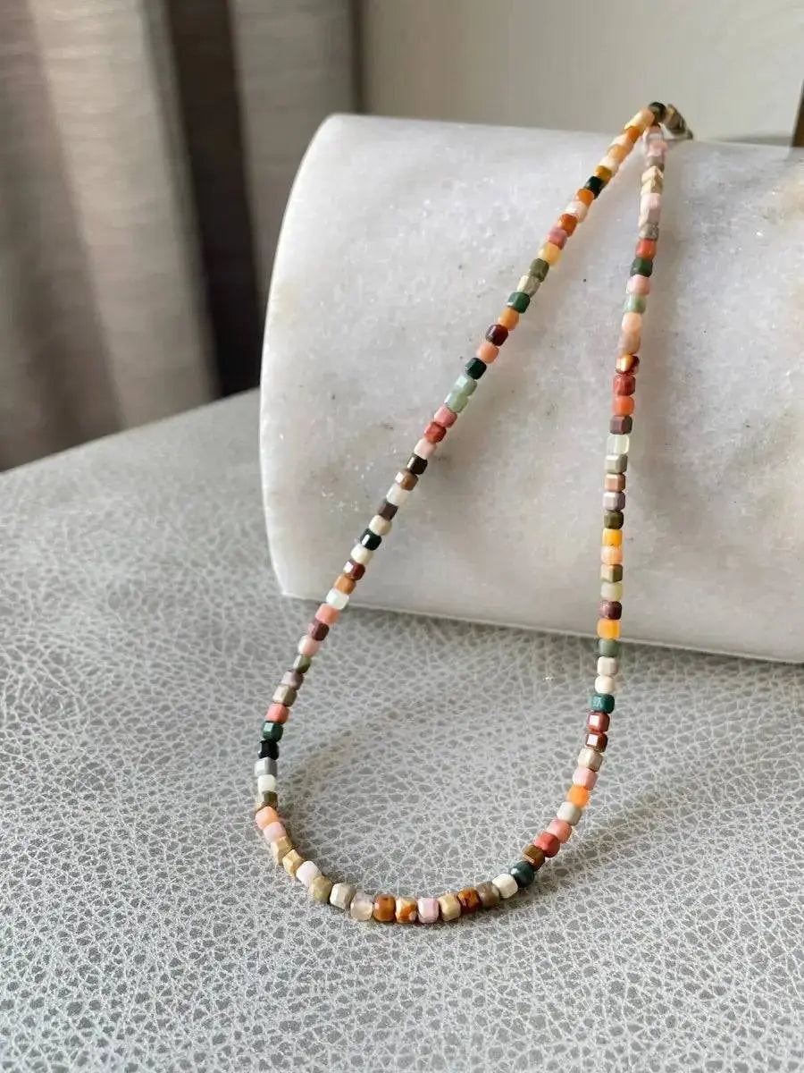 Desert Dawn – Alashan Rainbow Agate Micro-Faceted Necklace